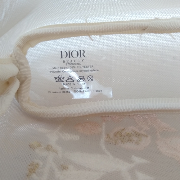DIOR Mesh Beauty Pouch Bag Embroidered Butterflies and Dragonflies - Picture 3 of 8